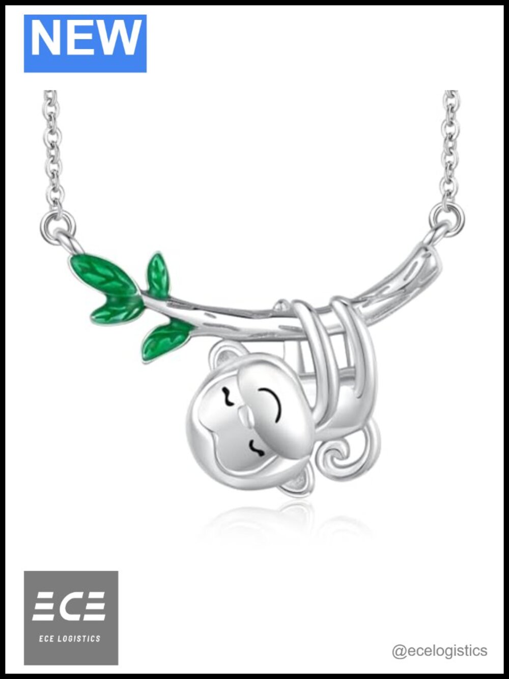 925 Sterling Silver Monkey Necklace Pendant Women